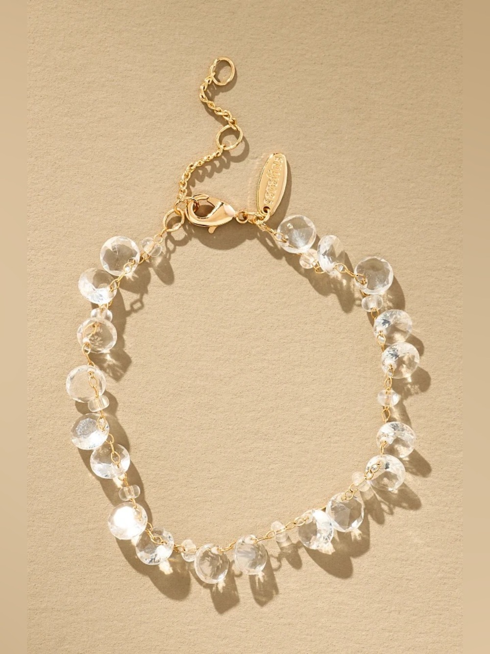 Anthropologie Gold Mixed Crystal Stone Bracelet